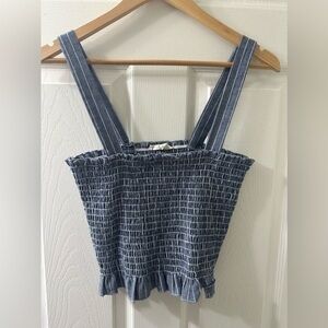 Pacsun LA Hearts Blue Smocked Crop Top Size Large